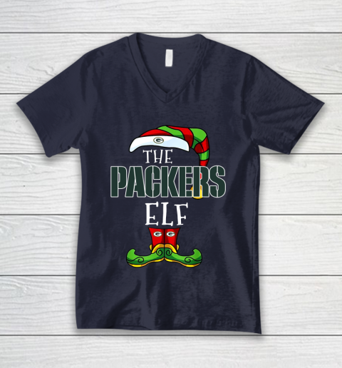 Green Bay Packers Christmas ELF Funny NFL V-Neck T-Shirt 2