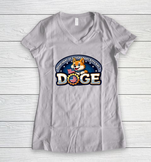 Funny DOGE Crypto Meme Department of Government Efficiency Women's V-Neck T-Shirt