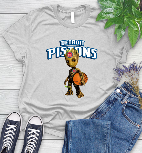 Detroit Pistons NBA Basketball Groot Marvel Guardians Of The Galaxy Women's T-Shirt