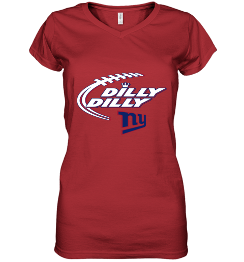 NFL New York Giants Dilly Dilly Football Sports SRDF4IFCP7Y women v neck t shirt 39 95 151514 front red
