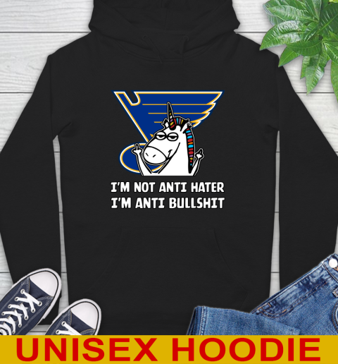 St.Louis Blues NHL Hockey Unicorn I'm Not Anti Hater I'm Anti Bullshit Hoodie 2