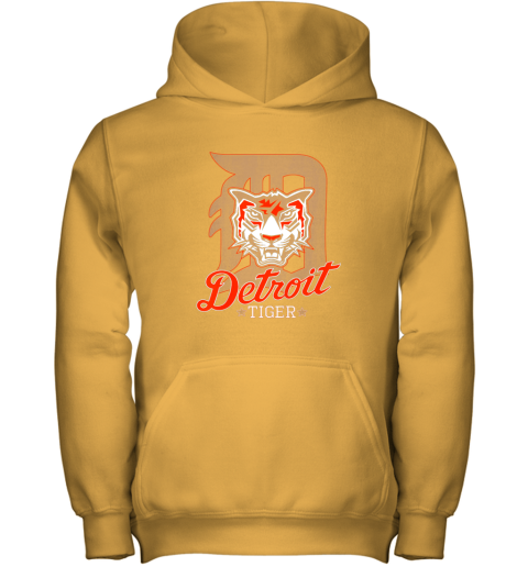 ykxk tiger mascot distressed detroit baseball t shirt new youth hoodie 43 front gold