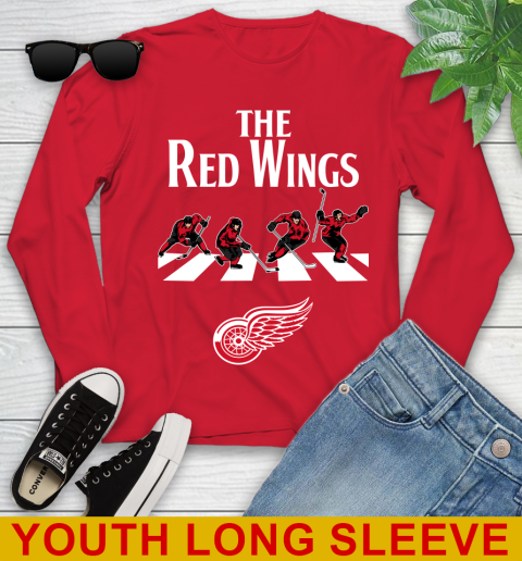NHL Hockey Detroit Red Wings The Beatles Rock Band Shirt Youth Long Sleeve 11