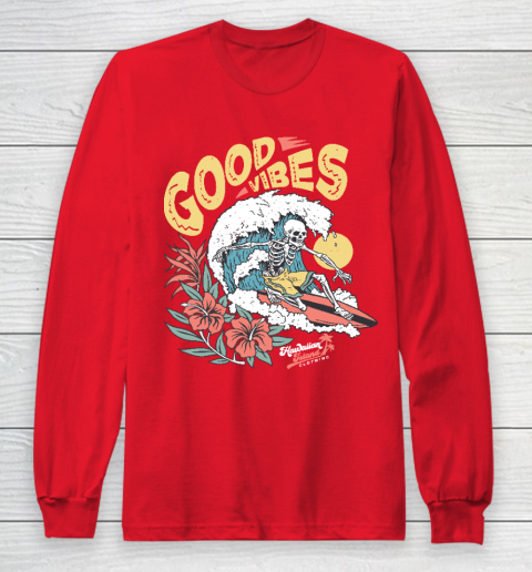 Good Vibes Skeleton Surfer Long Sleeve T-Shirt 7