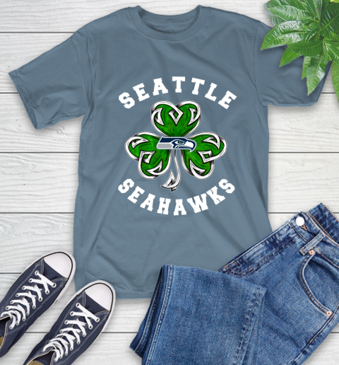 NFL Seattle Seahawks Three Leaf Clover St Patrick's Day Football Sports T-Shirt - Image 9