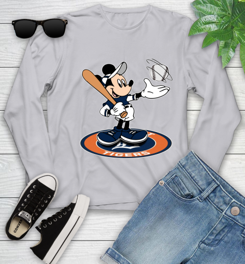 MLB Baseball Detroit Tigers Cheerful Mickey Disney Shirt Youth Long Sleeve 5