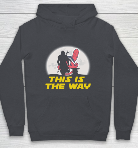Cleveland Indians MLB Baseball Star Wars Yoda And Mandalorian This Is The Way Youth Hoodie 5