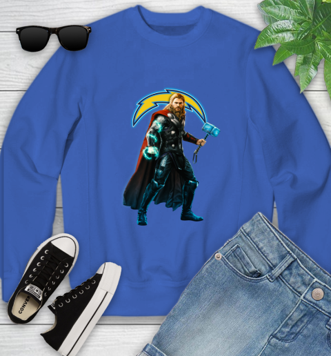 NFL Thor Avengers Endgame Football Los Angeles Chargers Youth Sweatshirt 8