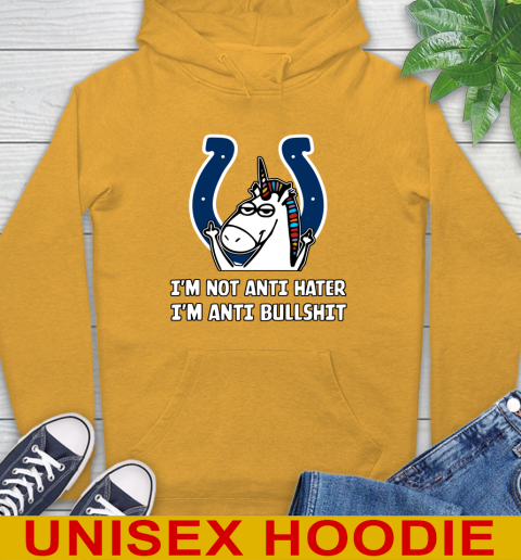 Indianapolis Colts NFL Football Unicorn I'm Not Anti Hater I'm Anti Bullshit Hoodie 3