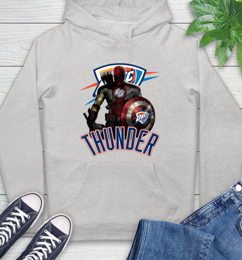 Oklahoma City Thunder NBA Basketball Captain America Thor Spider Man Hawkeye Avengers Hoodie
