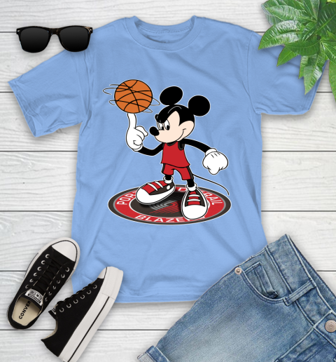NBA Basketball Portland Trail Blazers Cheerful Mickey Disney Shirt Youth T-Shirt 11