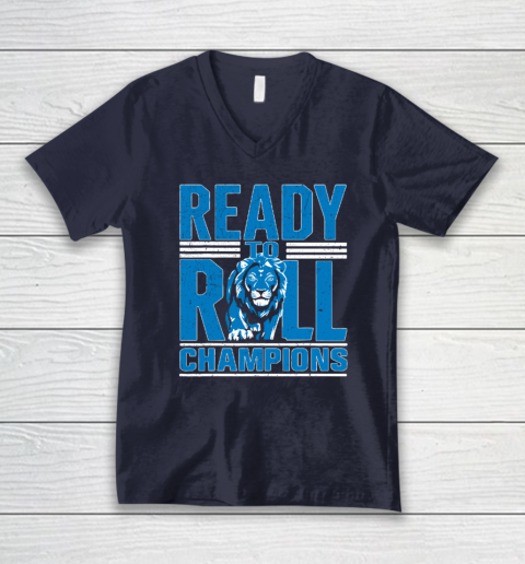 Detroit Ready To Roll Funny Lion Graphic V-Neck T-Shirt 2