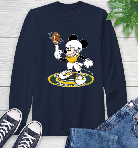 NFL Football Green Bay Packers Cheerful Mickey Disney Shirt Long Sleeve T-Shirt 4