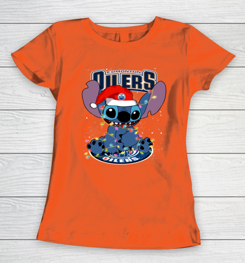 Edmonton Oilers NHL Hockey noel stitch Christmas Women's T-Shirt 2