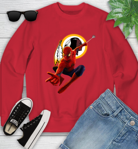 NFL Spider Man Avengers Endgame Football Washington Redskins Youth Sweatshirt 9