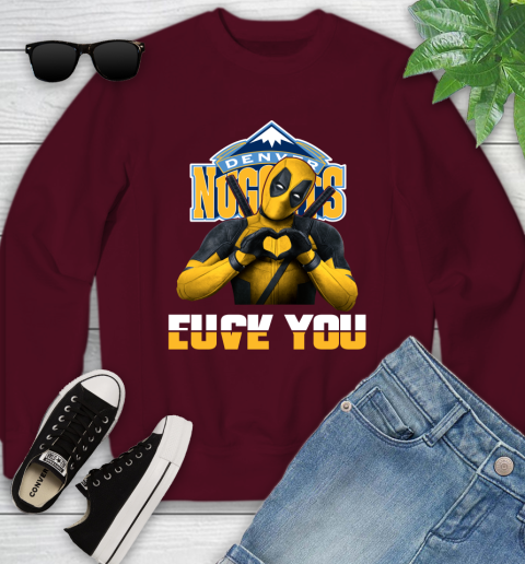 NBA Denver Nuggets Deadpool Love You Fuck You Basketball Sports Youth Sweatshirt 4
