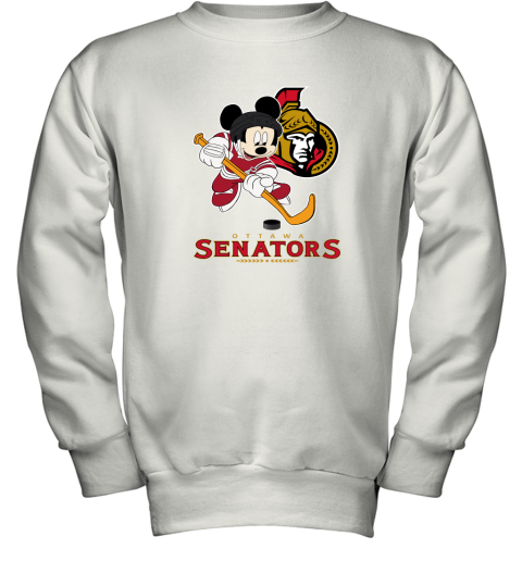 NHL Hockey Mickey Mouse Team Ottawa Senators Youth Sweatshirt