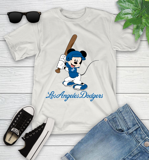MLB Baseball Los Angeles Dodgers Cheerful Mickey Mouse Shirt Youth T-Shirt 12