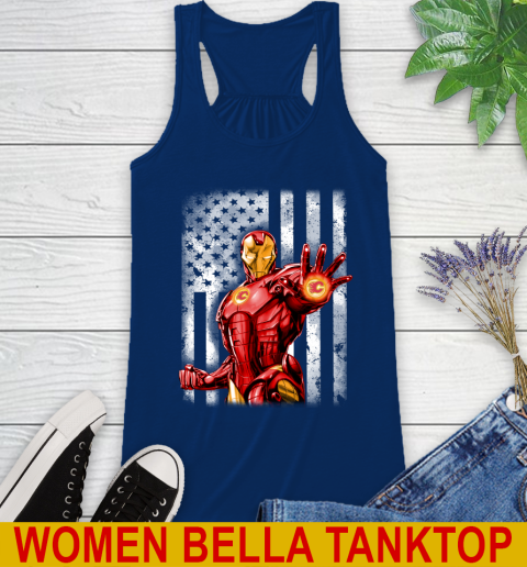 Calgary Flames NHL Hockey Iron Man Avengers American Flag Shirt Racerback Tank 7