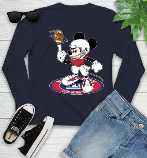 NFL Football New York Giants Cheerful Mickey Disney Shirt Youth Long Sleeve 3