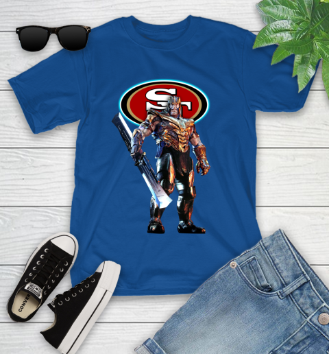 NFL Thanos Gauntlet Avengers Endgame Football San Francisco 49ers Youth T-Shirt 9