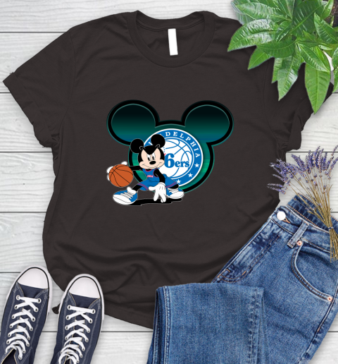 NBA Philadelphia 76ers Mickey Mouse Disney Basketball Women's T-Shirt 8