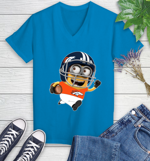NFL Denver Broncos Minions Disney Football Sports Women's V-Neck T-Shirt 7
