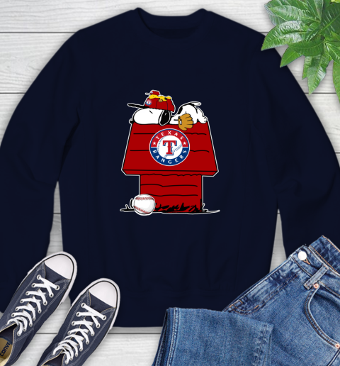 MLB Texas Rangers Snoopy Woodstock The Peanuts Movie Baseball T Shirt Sweatshirt 3