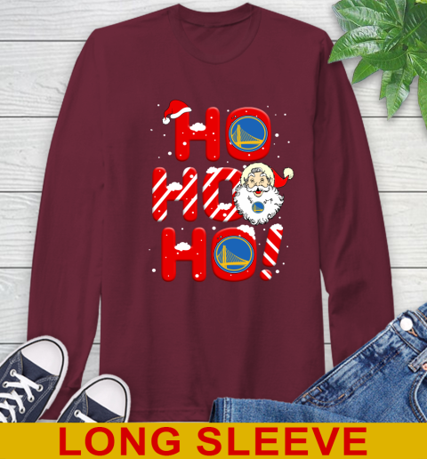 Golden State Warriors NBA Basketball Ho Ho Ho Santa Claus Merry Christmas Shirt Long Sleeve T-Shirt 7