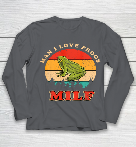 MILF Man I Love Frogs Funny Retro Frog Youth Long Sleeve 6