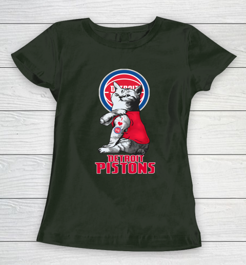NBA Basketball My Cat Loves Detroit Pistons Women's T-Shirt 4