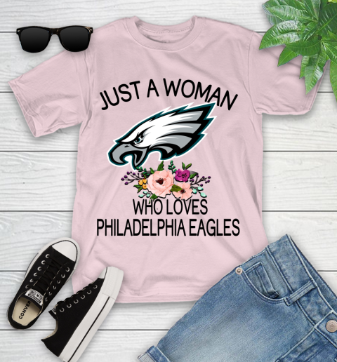 NFL Just A Woman Who Loves Philadelphia Eagles Football Sports Youth T-Shirt 7