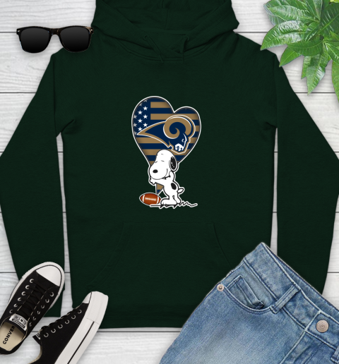 Los Angeles Rams NFL Football The Peanuts Movie Adorable Snoopy Youth Hoodie 13