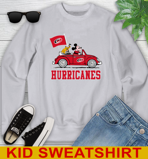 NHL Hockey Carolina Hurricanes Pluto Mickey Driving Disney Shirt Youth Sweatshirt 4