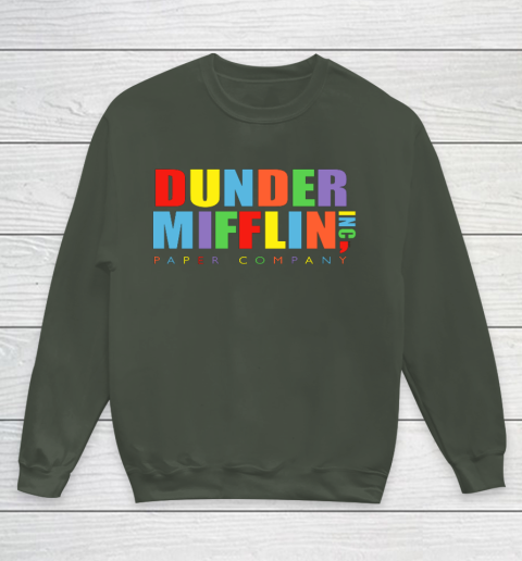 The Office Dunder Mifflin Rainbow Letters Youth Sweatshirt 8