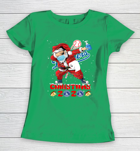 Los Angeles Dodgers Funny Santa Claus Dabbing Christmas 2020 MLB Women's T-Shirt 5