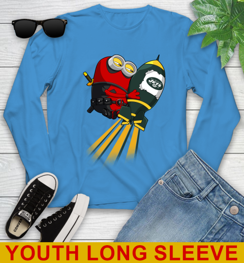 NFL Football New York Jets Deadpool Minion Marvel Shirt Youth Long Sleeve 8