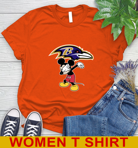 Baltimore Ravens NFL Football Dabbing Mickey Disney Sports Women's T-Shirt 4
