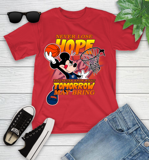 Oklahoma City Thunder NBA Basketball Mickey Disney Never Lose Hope Youth T-Shirt 13