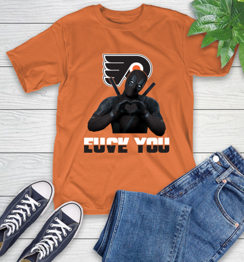 NHL Philadelphia Flyers Deadpool Love You Fuck You Hockey Sports T-Shirt 4