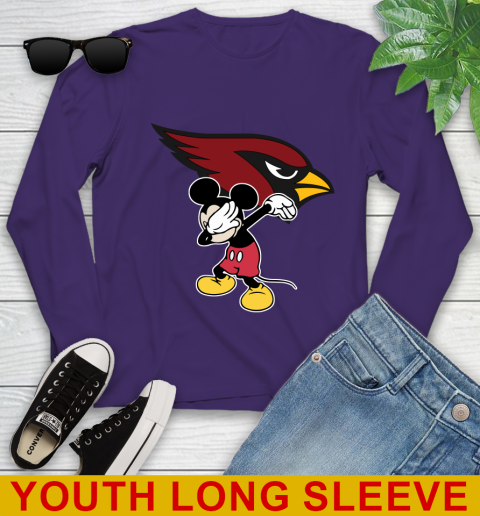 Arizona Cardinals NFL Football Dabbing Mickey Disney Sports Youth Long Sleeve 5