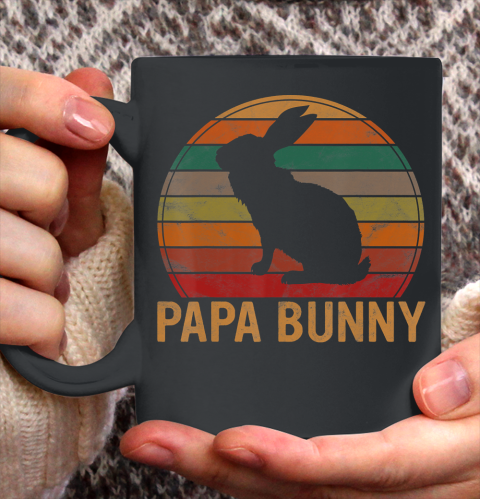 Father gift shirt Mens Retro Papa Bunny Sunset Gift Pet Rabbit Owner Daddy Easter T Shirt Ceramic Mug 11oz