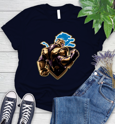 NFL Thanos Avengers Endgame Football Sports Detroit Lions Women's T-Shirt 3