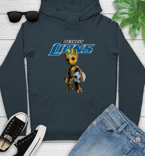 Detroit Lions NFL Football Groot Marvel Guardians Of The Galaxy Youth Hoodie 8