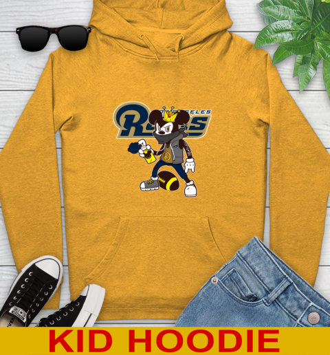 Los Angeles Rams NFL Football Mickey Peace Sign Sports Youth Hoodie - Image 4