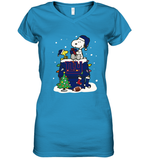 A Happy Christmas With New York Giants Snoopy Women's V-Neck T-Shirt