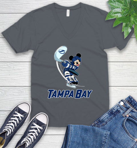 NHL Hockey Tampa Bay Lightning Cheerful Mickey Mouse Shirt V-Neck T-Shirt 6 NHL Hockey Tampa Bay Lightning Cheerful Mickey Mouse Shirt V-Neck T-Shirt - Image 6