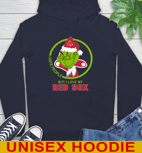 Boston Red Sox MLB Christmas Grinch I Hate People But I Love My Favorite Baseball Team Hoodie 4