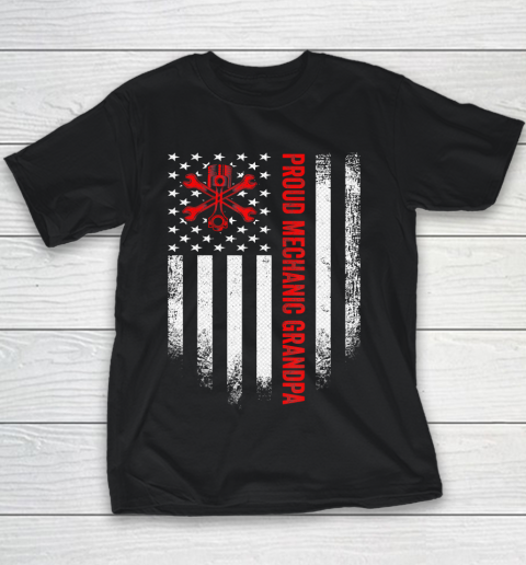 GrandFather gift shirt Vintage USA American Flag Proud Mechanic Grandpa Distressed T Shirt Youth T-Shirt