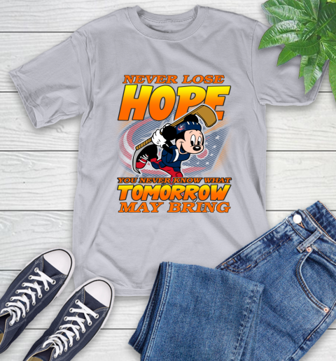 Columbus Blue Jackets NHL Hockey ootball Mickey Disney Never Lose Hope T-Shirt 6